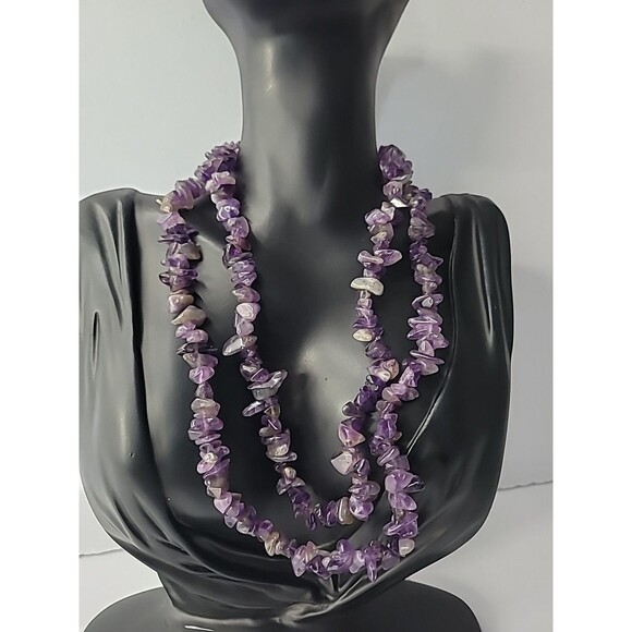 Vintage Premier Designs Purple Stone Chips Beaded Necklace Flapper Opera Jewelry - Picture 3 of 15